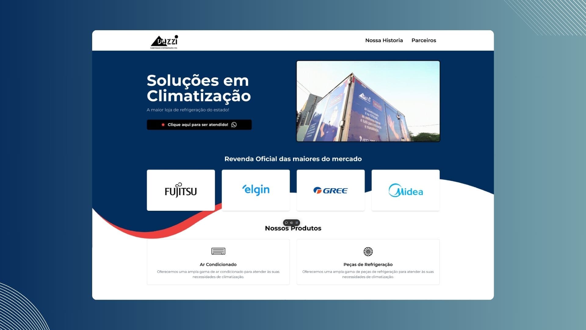 Home do site institucional da Duzzi Totaline